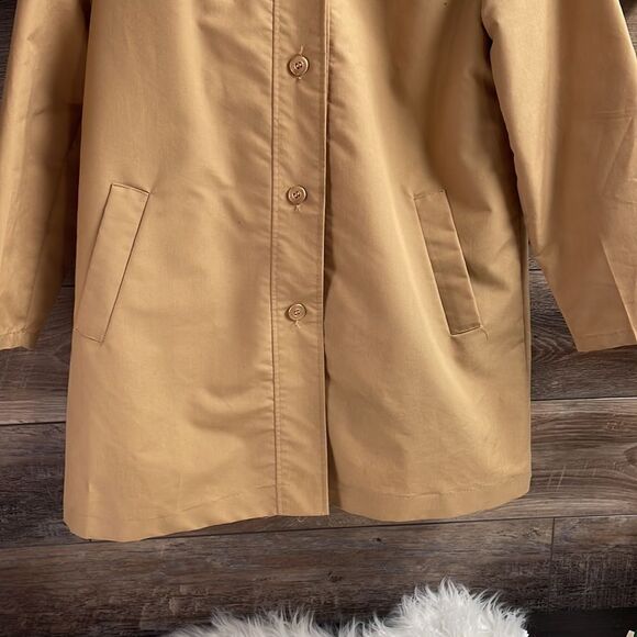 Ladies Coat Button Up Tan Jacket,Faux Fur Removeable Lining, Size Large, Vintage - Picture 4 of 7